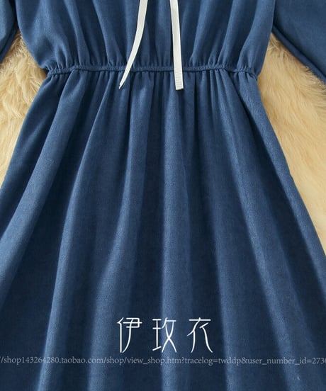 白別布 レースドールカラー コーデュロイ ロングワンピース  2XL [OP312]
