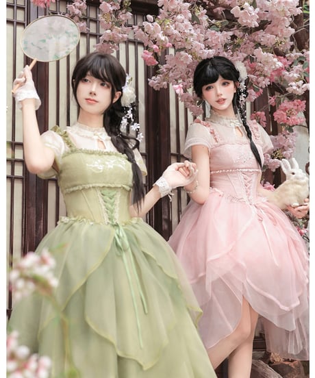 with PUJI Letter and Poetry / 中華風ロリィタ 麗しの馨香 ワンピース セット [LO1603]