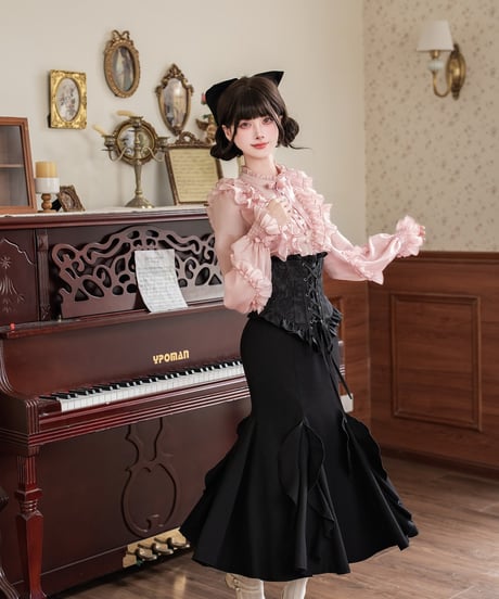 with PUJI Letter and Poetry / ローラのお茶会 セパレートタイプ ロリィタドレス ブラウス、スカート [LO1558]