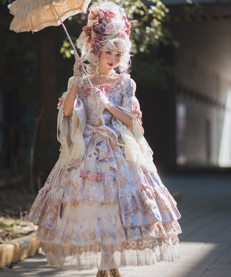 Miss Point エリザベス ロリィタ ドレス ピンク 薔薇花柄ワンピース full set[LO222]