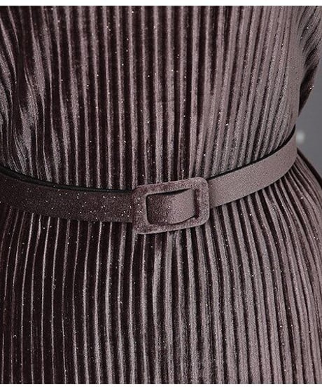 ラメ入りベルベット 2way プリーツ ロングプルオーバー スカート セット 3XL[OP224]