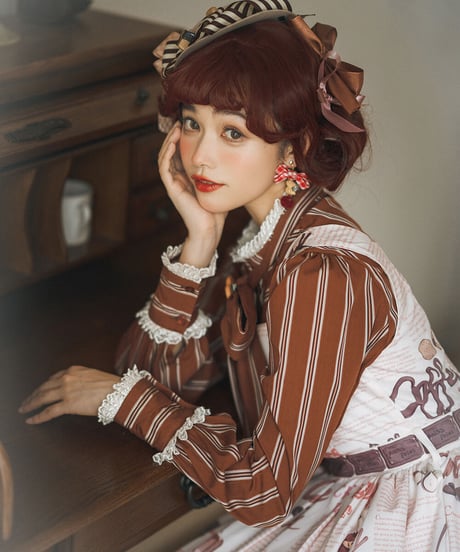 Miss Point チョコレートデイリー ロリィタ ストライプ ブラウス  [LO364]