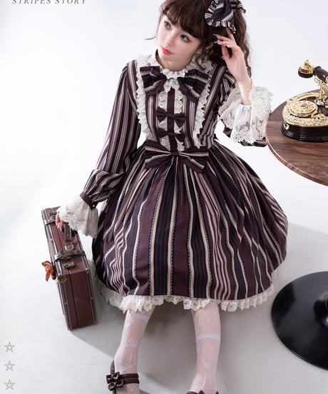 Bramble Rose / Stripes Story ロリィタ ワンピース full set [LO929]