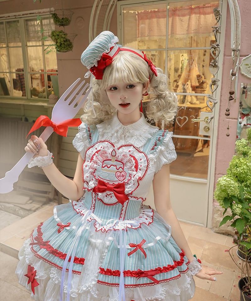 Twin Bears / ひとくちケーキ姫 緑赤ロリィタドレス ワンピース