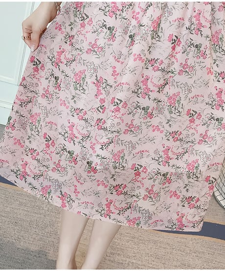 オープンショルダー 花柄 産後向けの シフォンワンピース 授乳口つき [OP176]