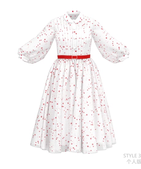 【型紙】 '50's レトロスタンドカラー、小開き、サ​​イドジッパー、裾8メートルのドレスパターン [KO131]