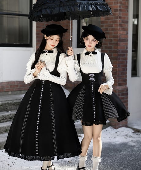 with PUJI Letter and Poetry /  モノクロ楽章 ロリィタドレス セット  [LO1547]