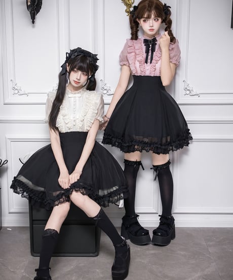 with PUJI  /  ローラのお茶会〜雪のくちづけ〜 ショート丈ワンピース [LO1426]