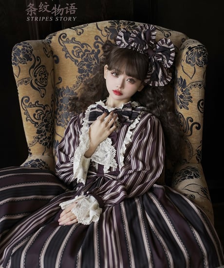 Bramble Rose / Stripes Story ロリィタ ワンピース full set [LO929]