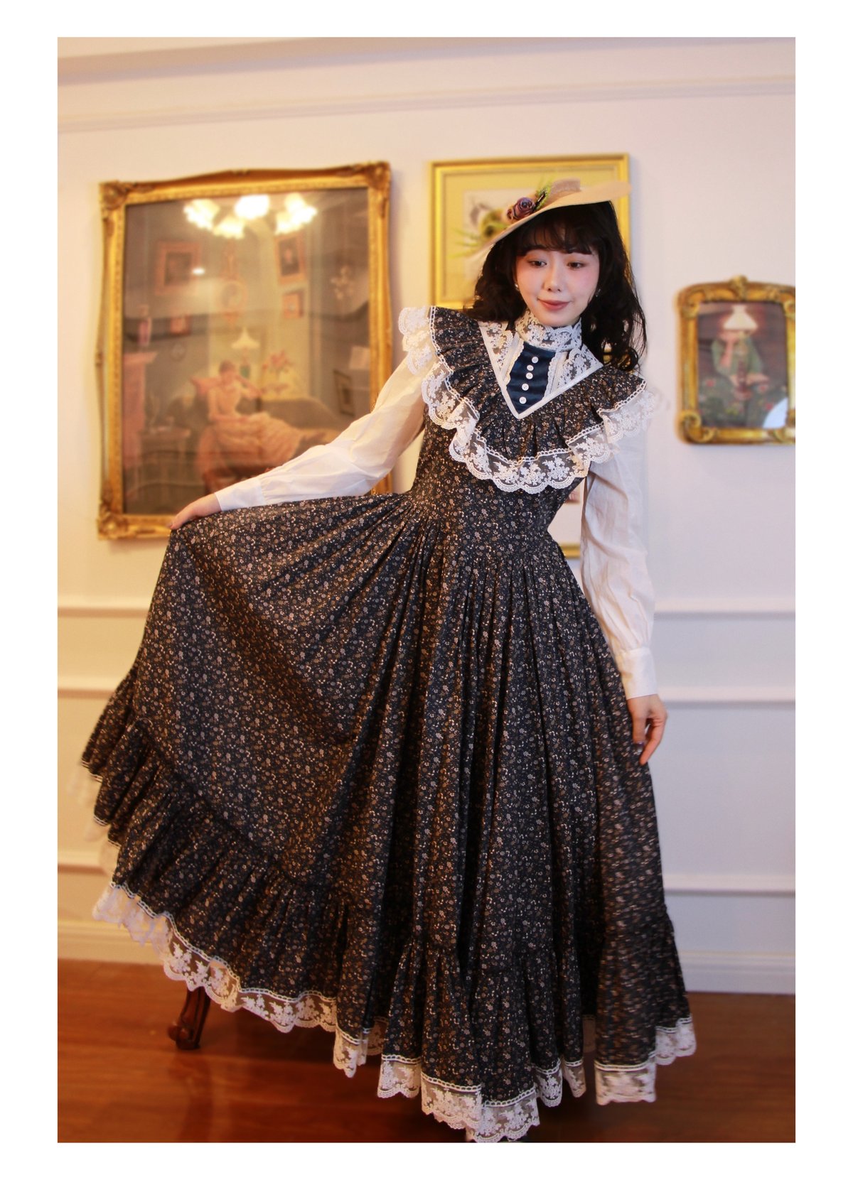 Wizard of Oz / 繁花集 小花柄レースロングワンピース [LO1509