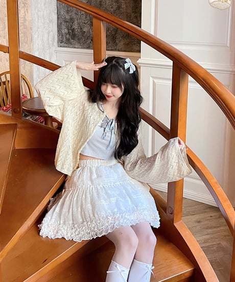 霧の詩 アンティーク レーススカート ペチコート スカート 42cm丈 [LO239]