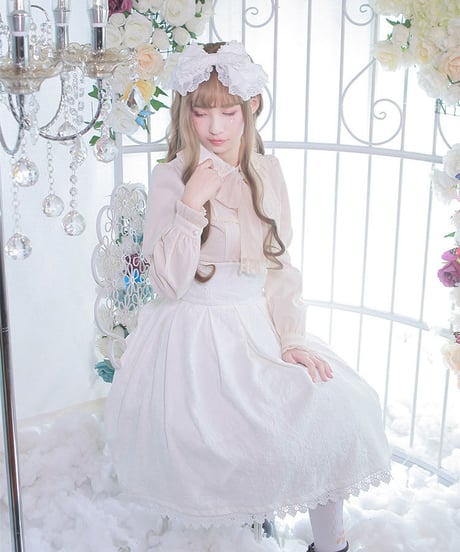 おおきなリボンタイつき フリルの長袖パフスリーブ ロリータ ブラウス XL [LO65]