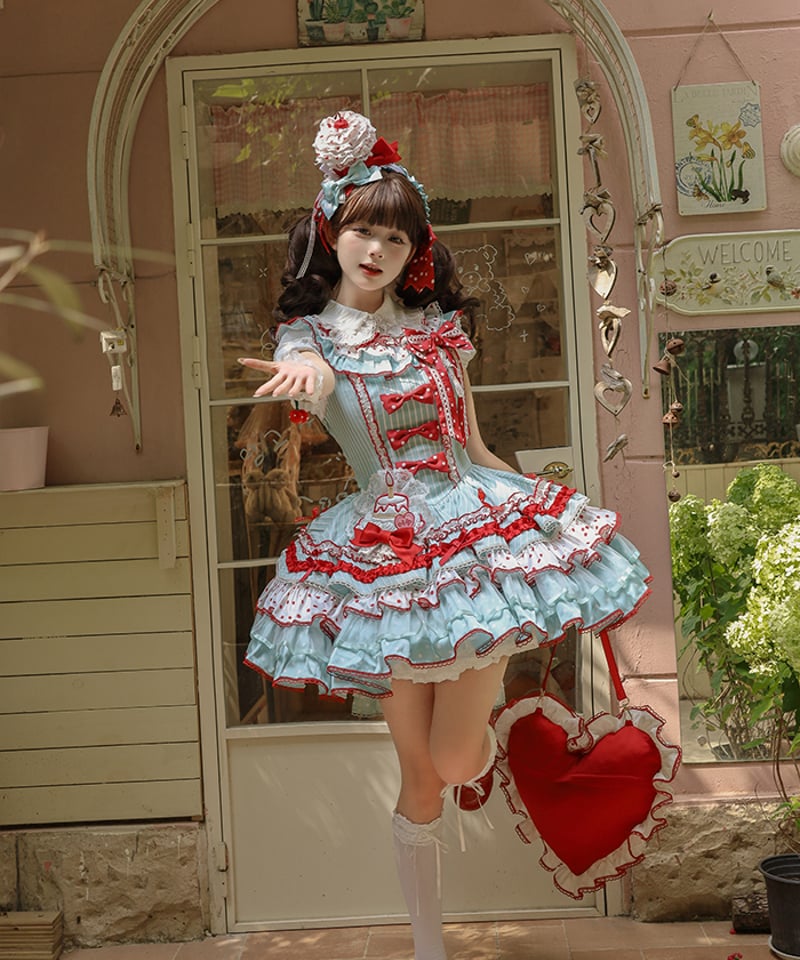 Twin Bears / ひとくちケーキ姫 緑赤ロリィタドレス ワンピース⑥