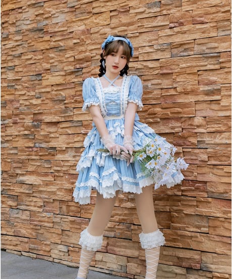 海の少女OP 段々レースフリルいっぱい クラシックロリィタドレス ワンピース [LO299]