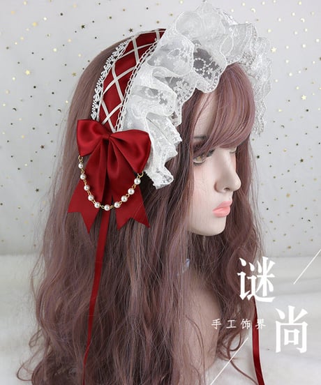 ロリィタ ヘッドドレス レースショートボンネット [LO286]