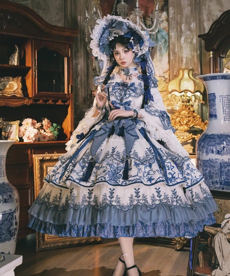 Bramble Rose /  磁韻華章コレクション 蝶恋青花 ロリィタドレス ワンピース set [LO1431]