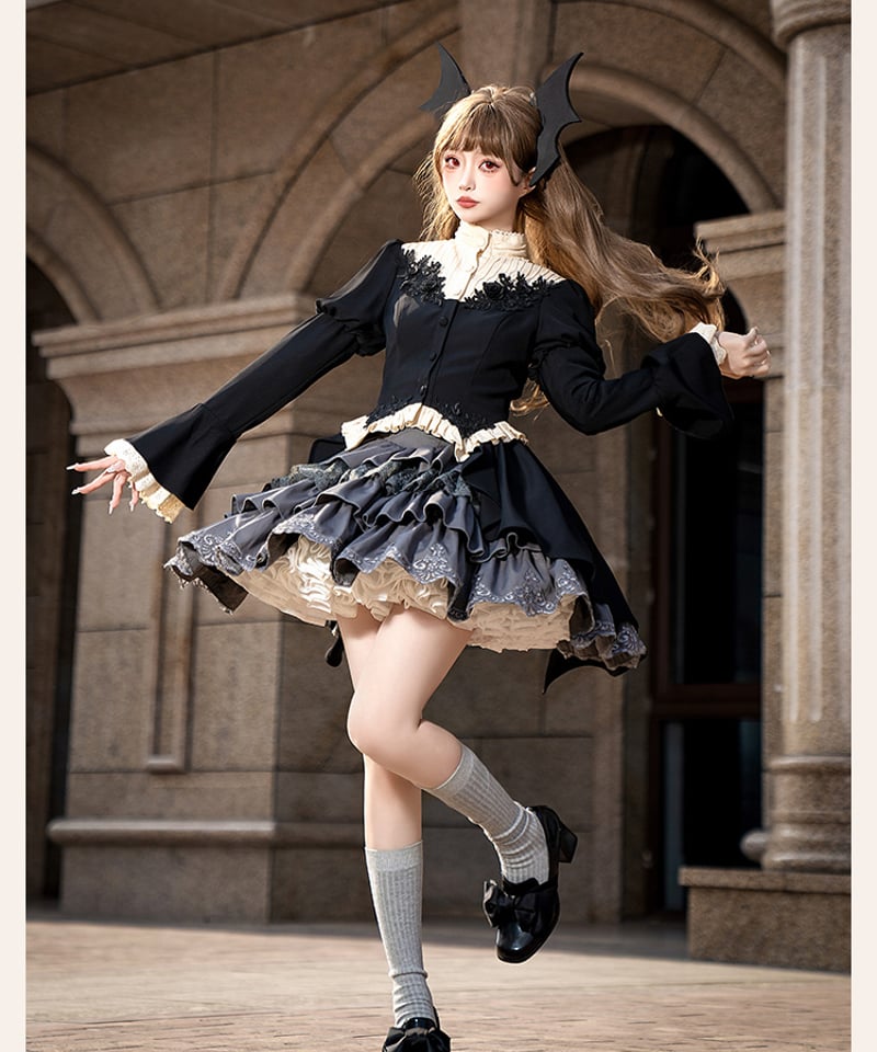 with PUJI / 永遠の夜の宴 ロリィタドレス 燕尾上着、スカート