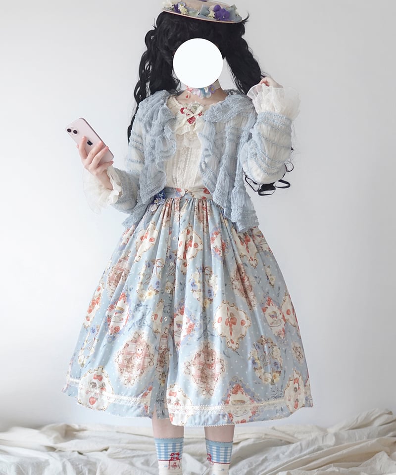 Miss Point 猫とバラのお茶会 ロリィタドレス 前あきスカート シンプル 