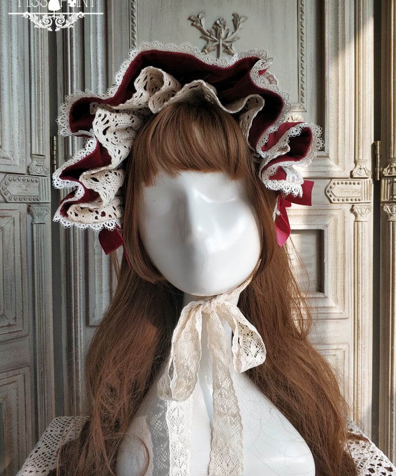 別珍 トーションレース ボンネット エンジ 赤 BABY,THE STARS SHINE