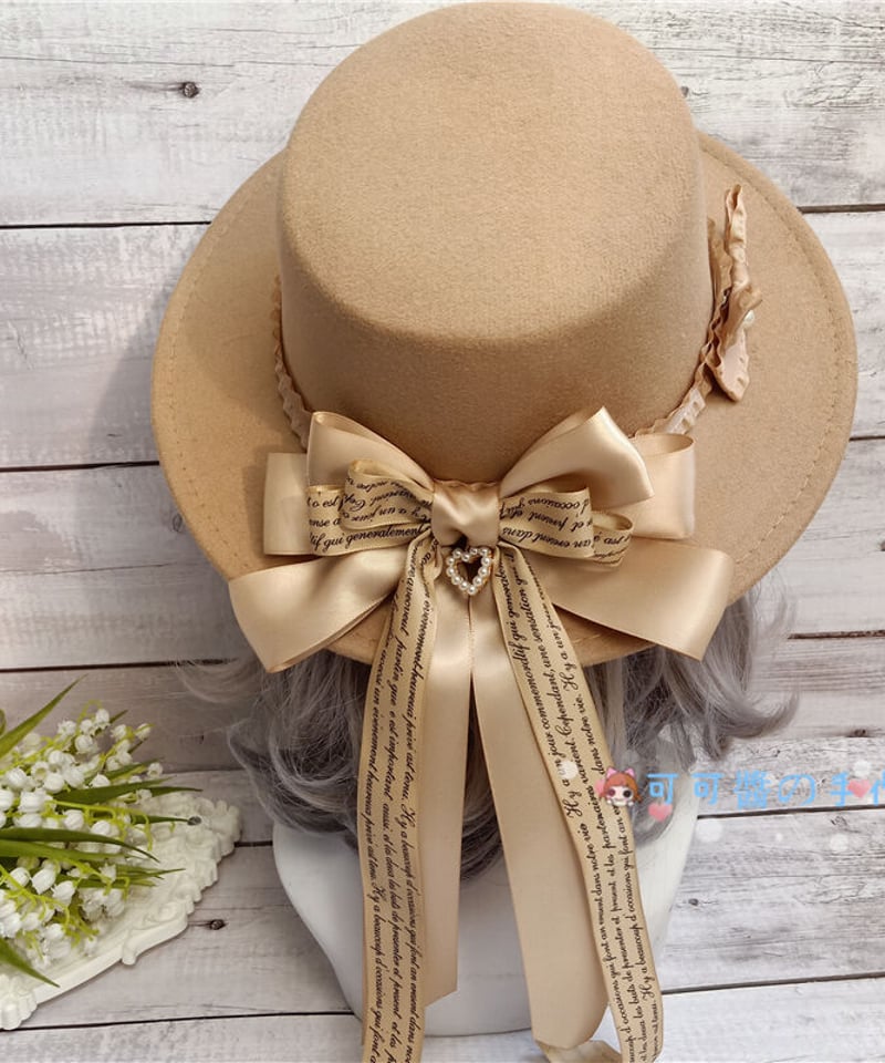 Cocoa フラットトップ リボン ロリィタハット [AC37] | Roses on the