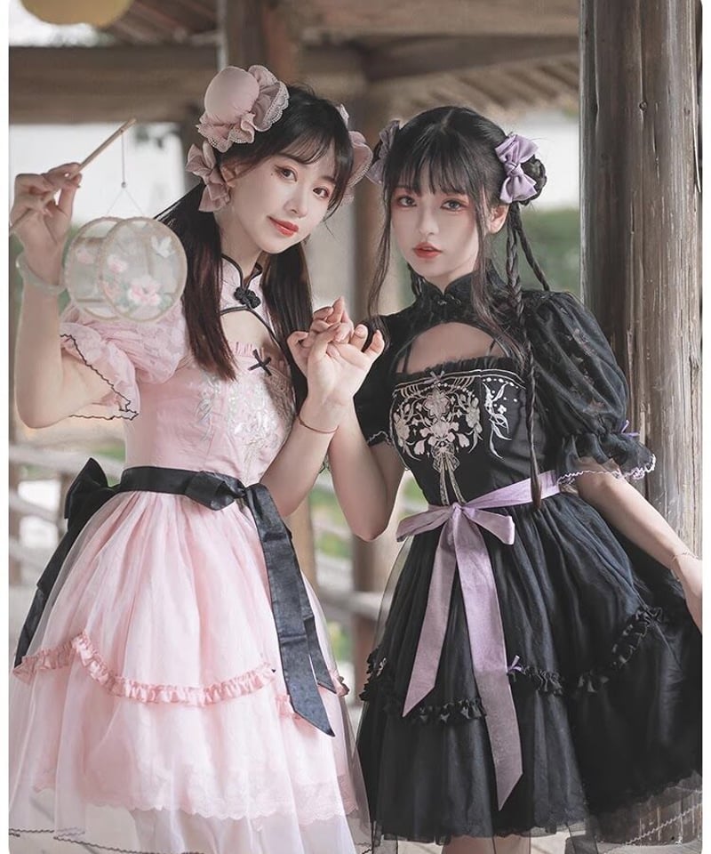 with PUJI / 中華風 ロリィタドレス 長安謡 半袖ワンピース with PUJI / 中華風 ロリィタドレス 長安謡 半袖ワンピース