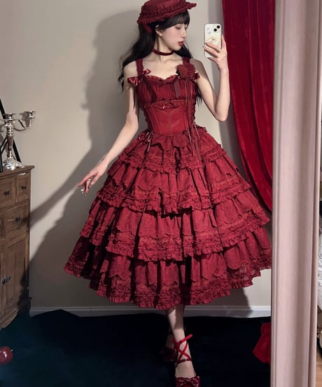 WF Lolita / Miss Flora  ロングSP ロリィタドレス スカート、キャミソール、ブラウス set[LO973]