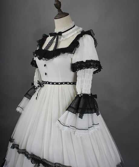 HinanaQueena ワルツ ホワイト ロリィタドレス ワンピース+帽子 XL [LO230]