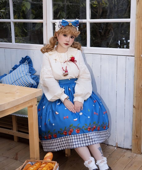 Miss Point りんご園 バイエルン風ロリィタドレス リバーシブルスカート、フリルブラウス、リバーシブルベスト [LO942]