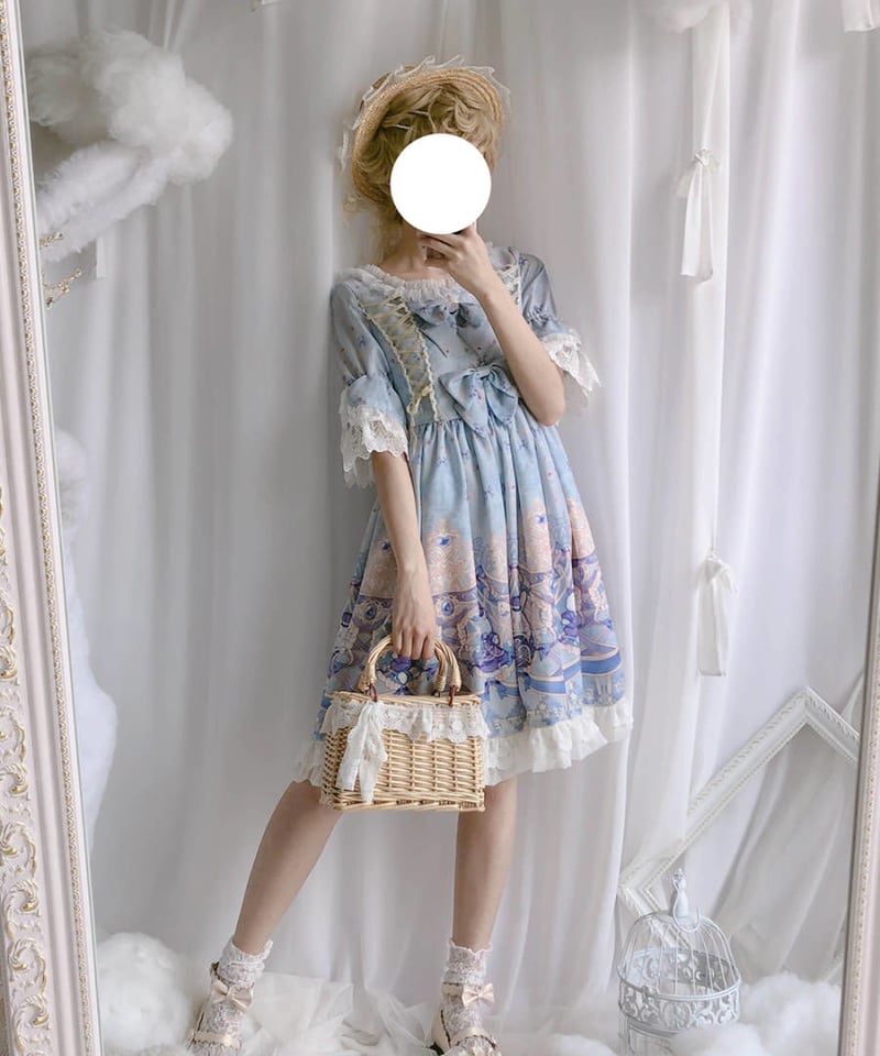 REYC♡ヘムフレアワンピース サックス