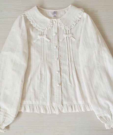 綿 レースドールカラー 生成り ロリィタブラウス 2XL [LO224]