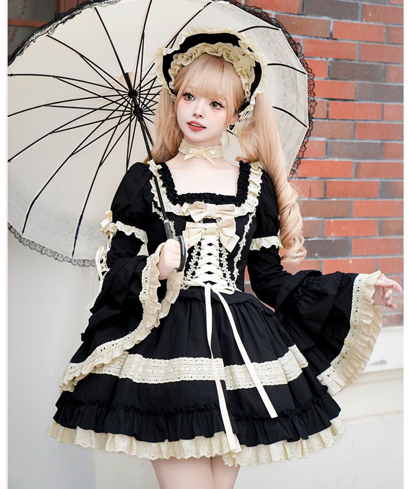 with PUJI / 第七夜章 ロリィタドレス コットンワンピース 6点セット