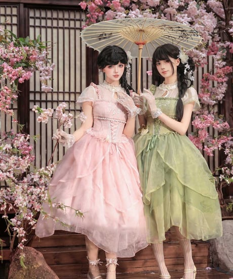 with PUJI Letter and Poetry / 中華風ロリィタ 麗しの馨香 ワンピース セット [LO1603]