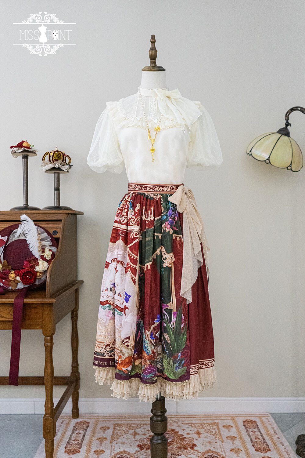 万華鏡ロリータ✿オリジナルドレス✿レトロ油絵ティーパーティ用 Miss Point 万華鏡 ロリィタドレス ベルベットオーバースカート