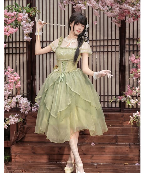 with PUJI Letter and Poetry / 中華風ロリィタ 麗しの馨香 ワンピース セット [LO1603]