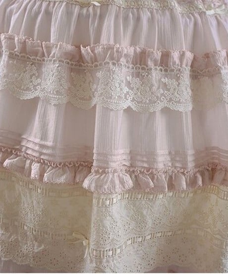chibi shop 芍薬シリーズ テンセルレース ロングスカート[LO565]