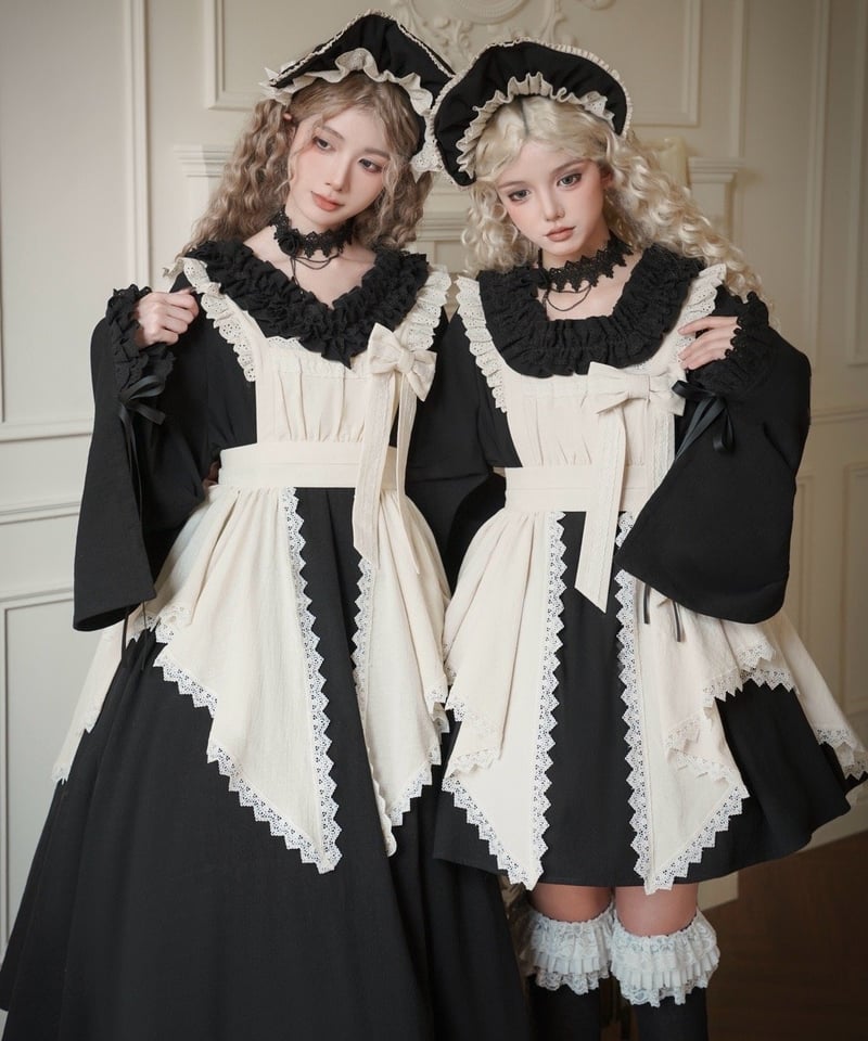 with PUJI / 十六夜 和風メイド ロリィタドレス ワンピース [LO1373] |