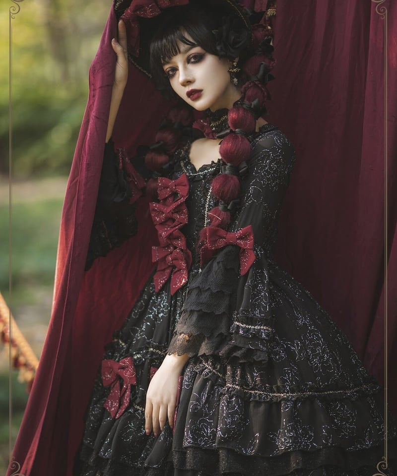 HinanaQueena/ロリータワンピース 中国ロリータ HinanaQueena ROCOCO ロリィタドレス ワンピース ロング full set