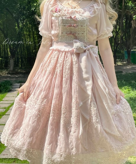 Dream in July チェリーブロッサム 刺繍フライングスリーブ OP ロング [LO533]