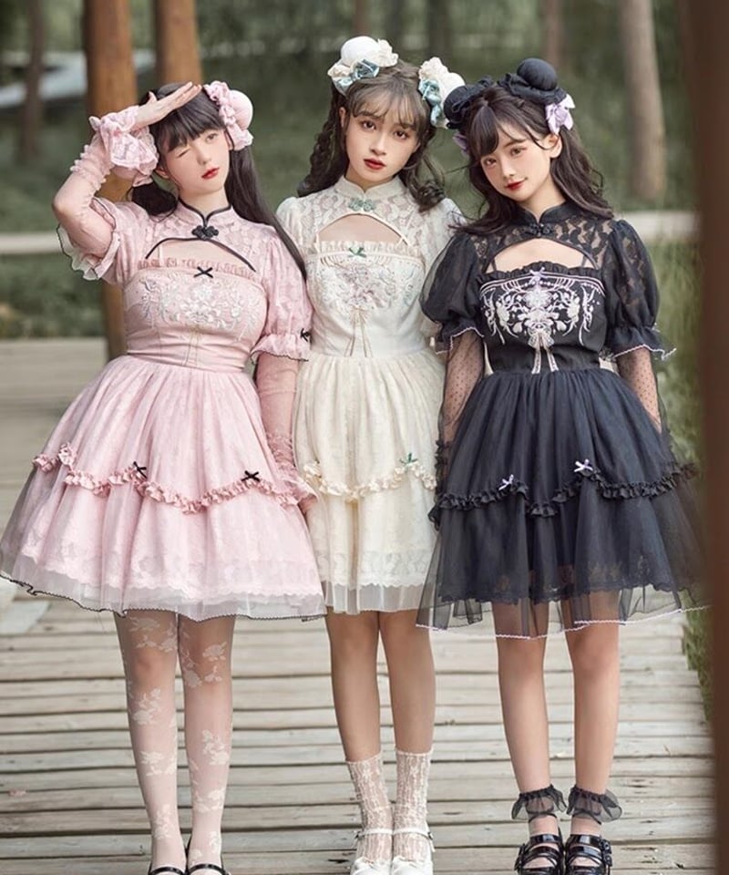 with PUJI / 中華風 ロリィタドレス 長安謡 半袖ワンピース with PUJI / 中華風 ロリィタドレス 長安謡 半袖ワンピース