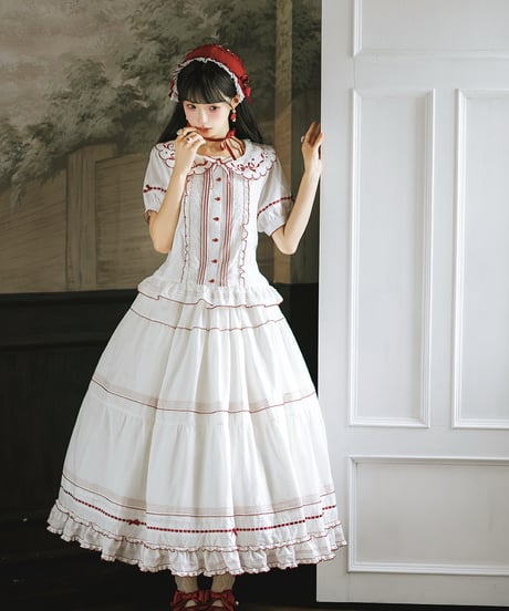 Miss Point 四季の果樹園 ロリィタドレス ブラウス、 花びらタブリエ、ペチコート [LO1611]