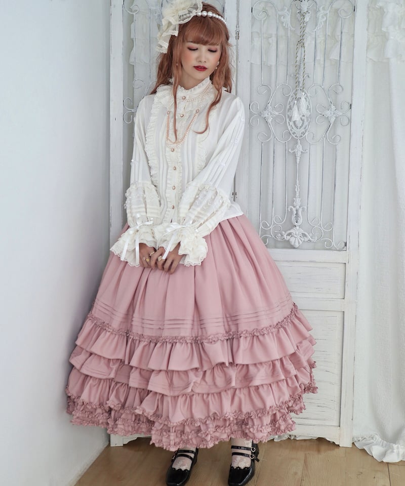 ピンクのリトルフレグランスロングコートスカート