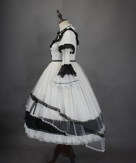 HinanaQueena ワルツ ホワイト ロリィタドレス ワンピース+帽子 XL [LO230]