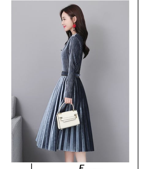 ラメ入りベルベット 2way プリーツ ロングプルオーバー スカート セット 3XL[OP224]