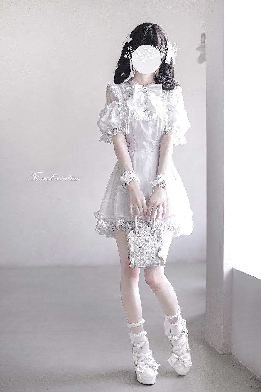 ワンピース ryo 胡桃木JK / 天使の鼓動 地雷系量産型 半袖 ホワイト ワンピース