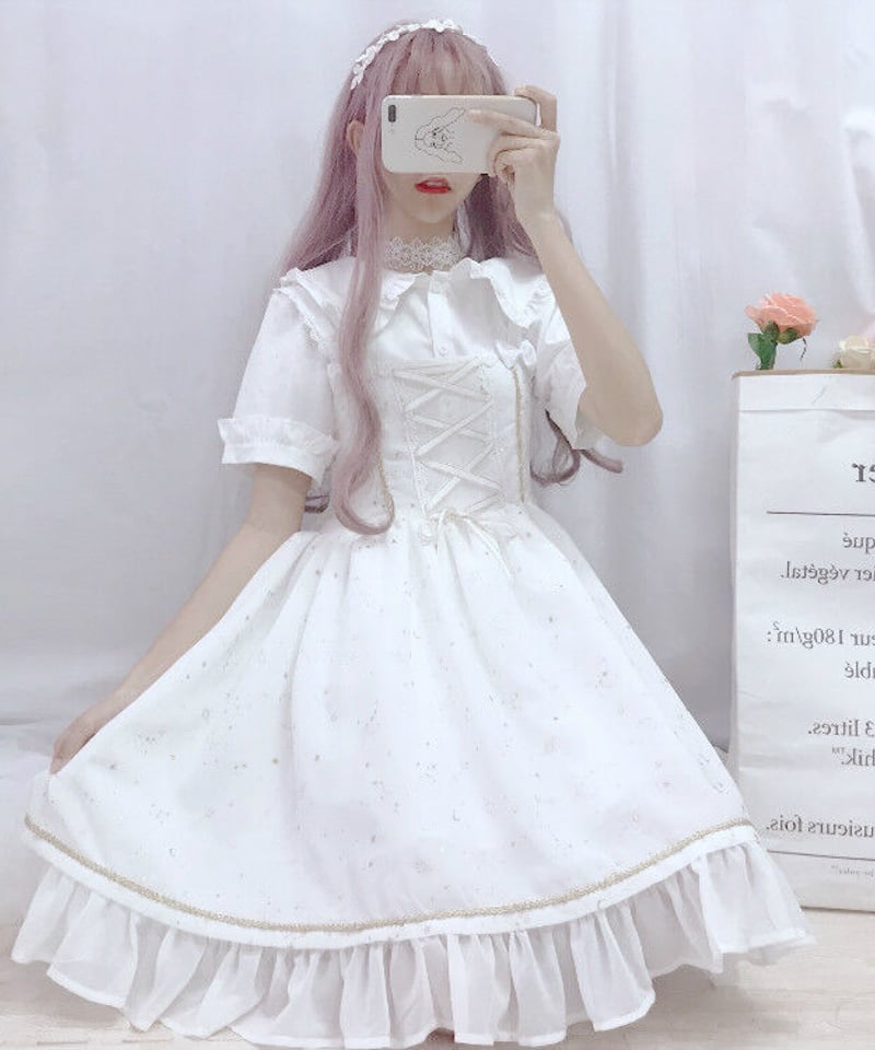 ロリィタ 星座柄 リボンストラップ スリム シフォン JSK ストラップ