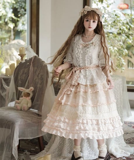 chibi shop 芍薬シリーズ テンセルレース ロングスカート[LO565]