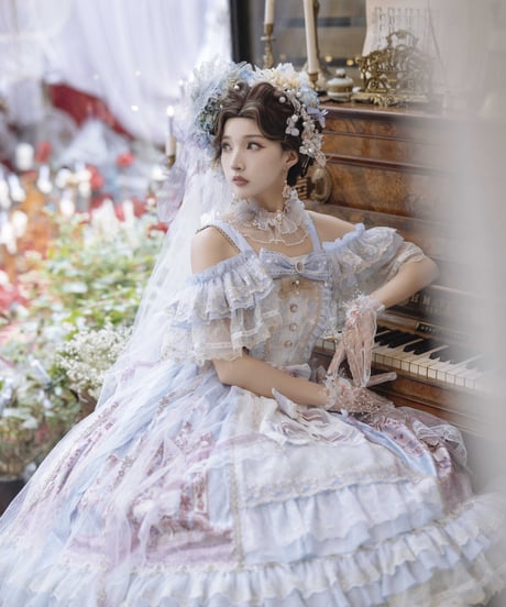 二匹の田園猫Lolita / Song in the Moonlight 海外版 ロリィタドレス ワンピース  フルセット[LO494]