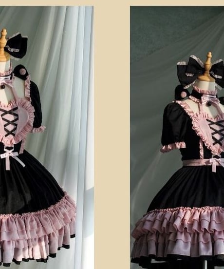 Black Fairy Lolita ラブサイクル ロリィタドレス メイド服 セット[LO472]