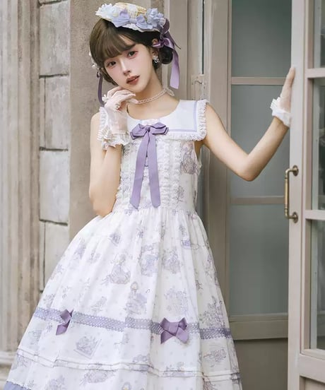 Miss Cube / フルール・ブランシュ・グース ロリィタドレス スクエアネックセーラーロングJSK [LO1610]