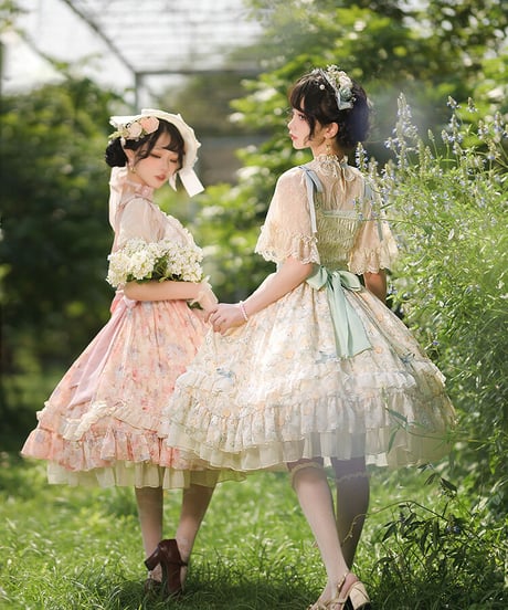 Lingxi 花囲いの窓辺 カントリー風 ロリィタ JSK＋ブラウス [LO555]
